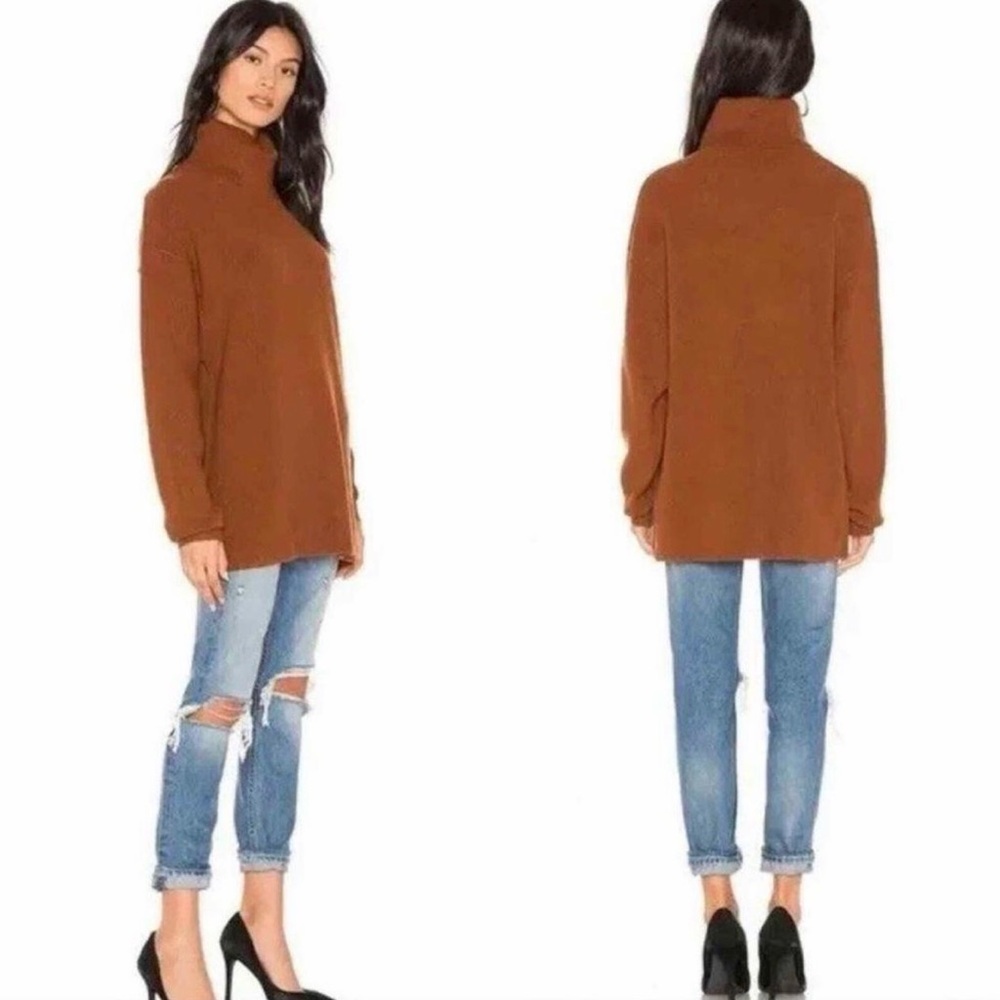 Free‎ People Ottoman Slouchy Tunic Sweater Brown Ribbed Turtleneck Women’s XS